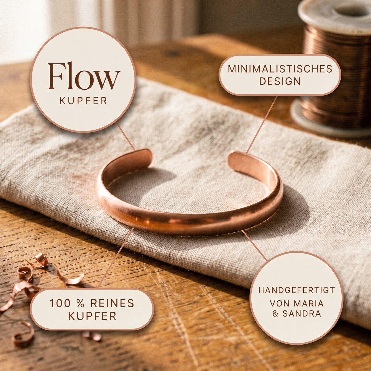 Flow-Kupferarmband von Maria & Sandra
