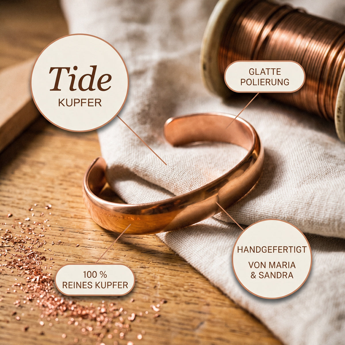 Tide-Kupferarmband von Maria & Sandra