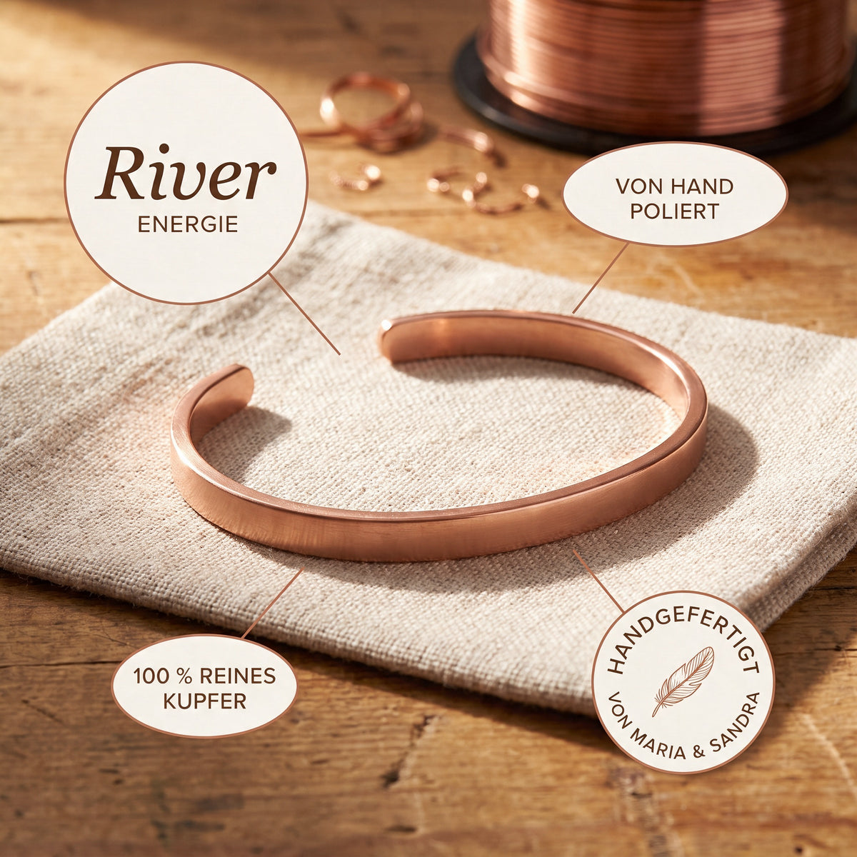 River-Kupferarmband von Maria & Sandra