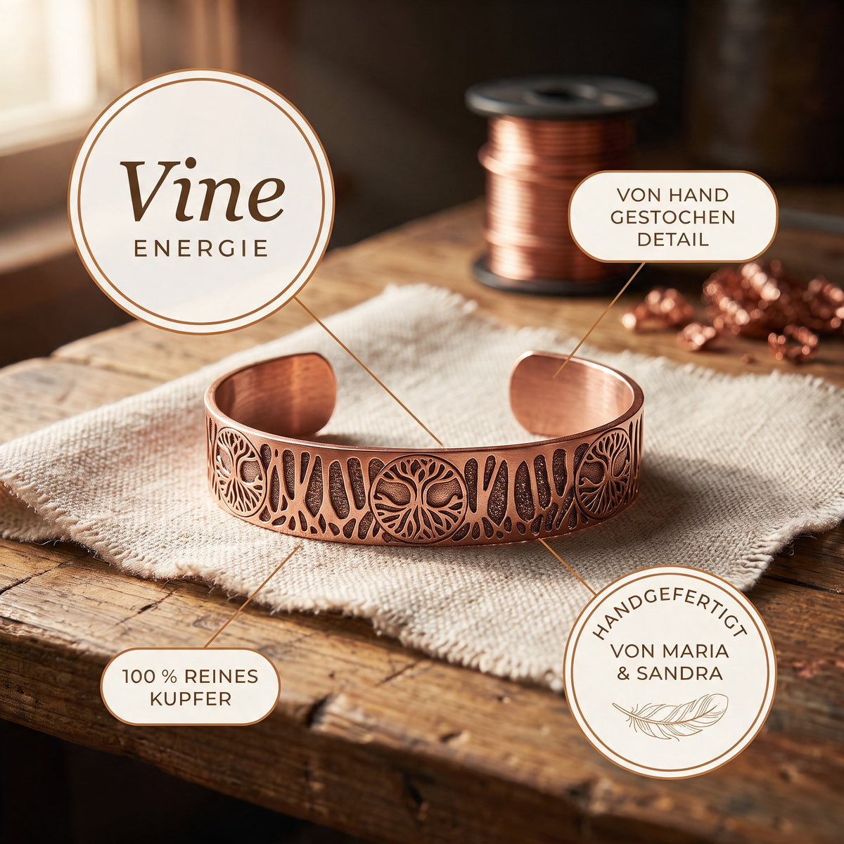 Vine-Kupferarmband von Maria & Sandra