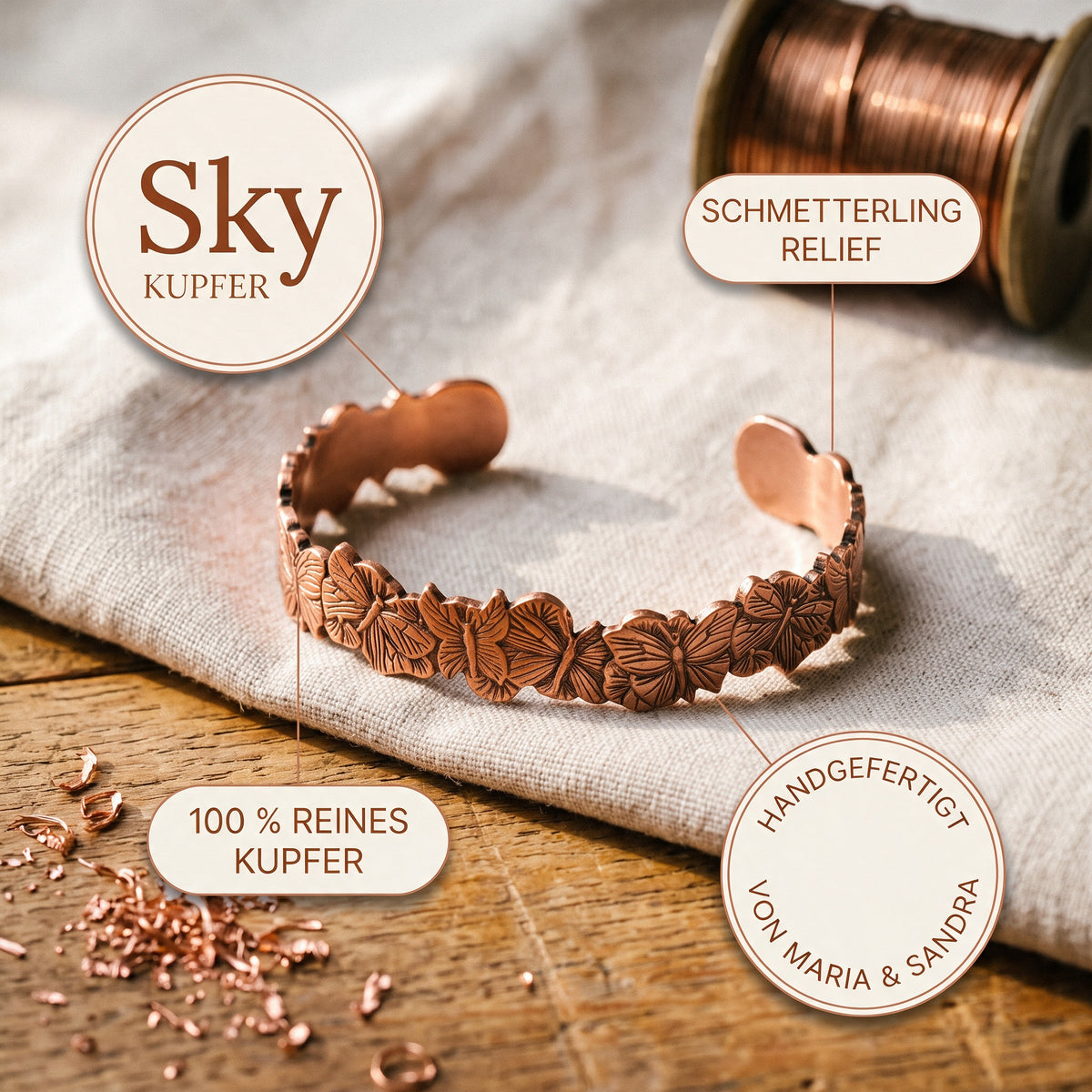 Sky-Kupferarmband von Maria & Sandra