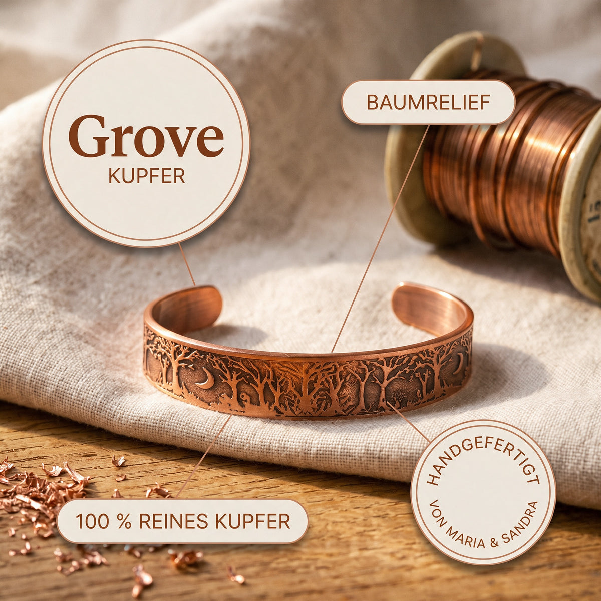 Grove-Kupferarmband von Maria & Sandra