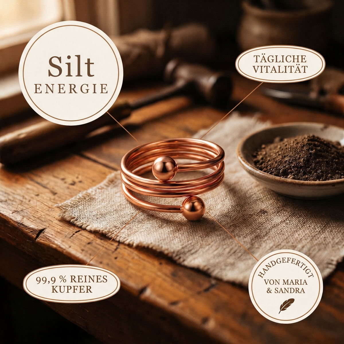 Silt-Kupferring von Maria & Sandra