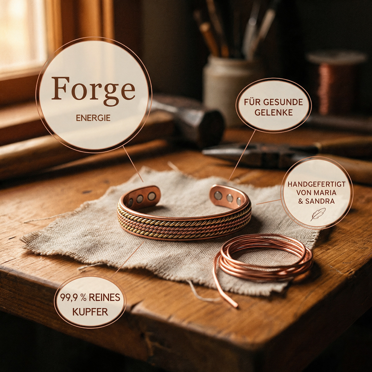 Forge-Kupferarmband von Maria & Sandra
