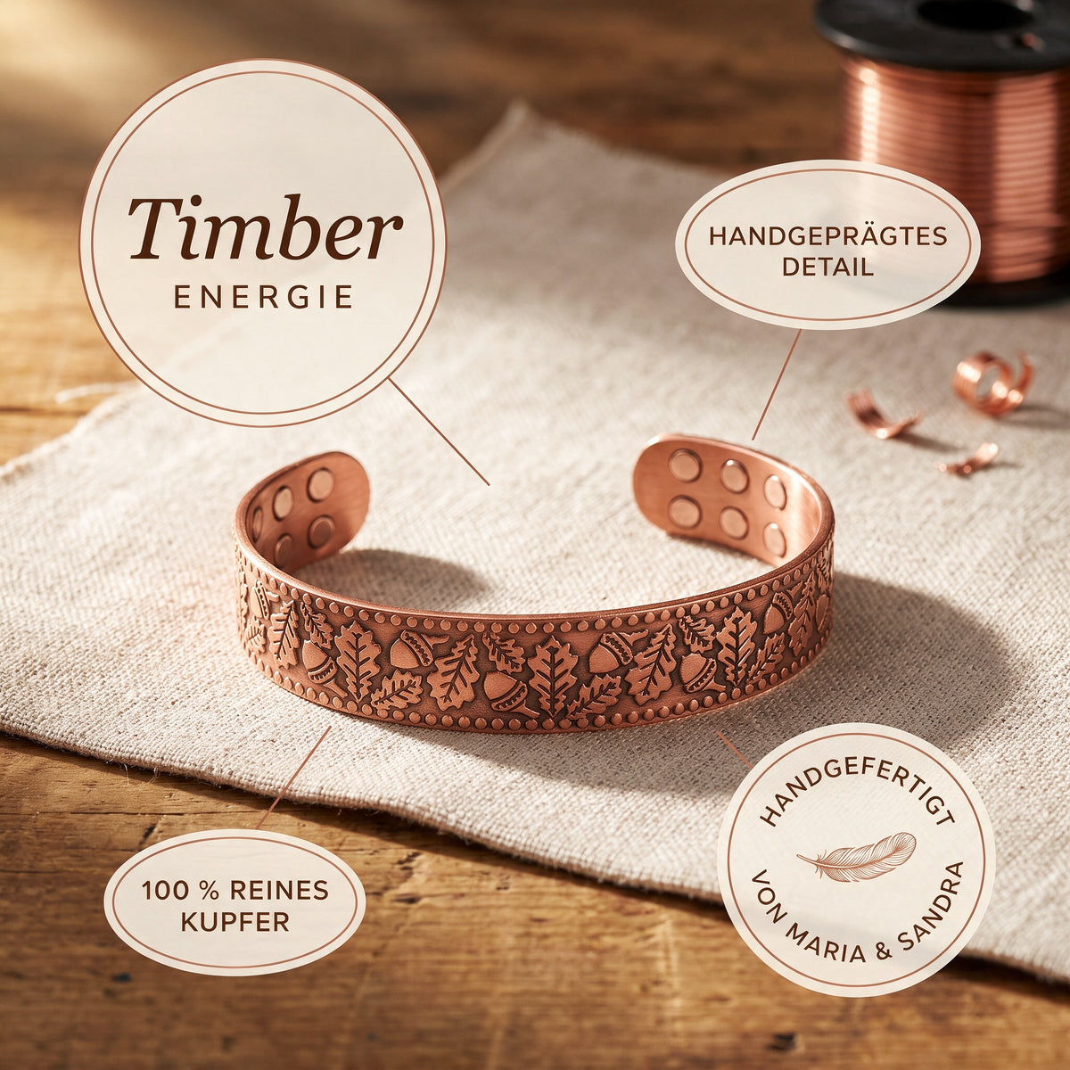 Timber-Kupferarmband von Maria & Sandra