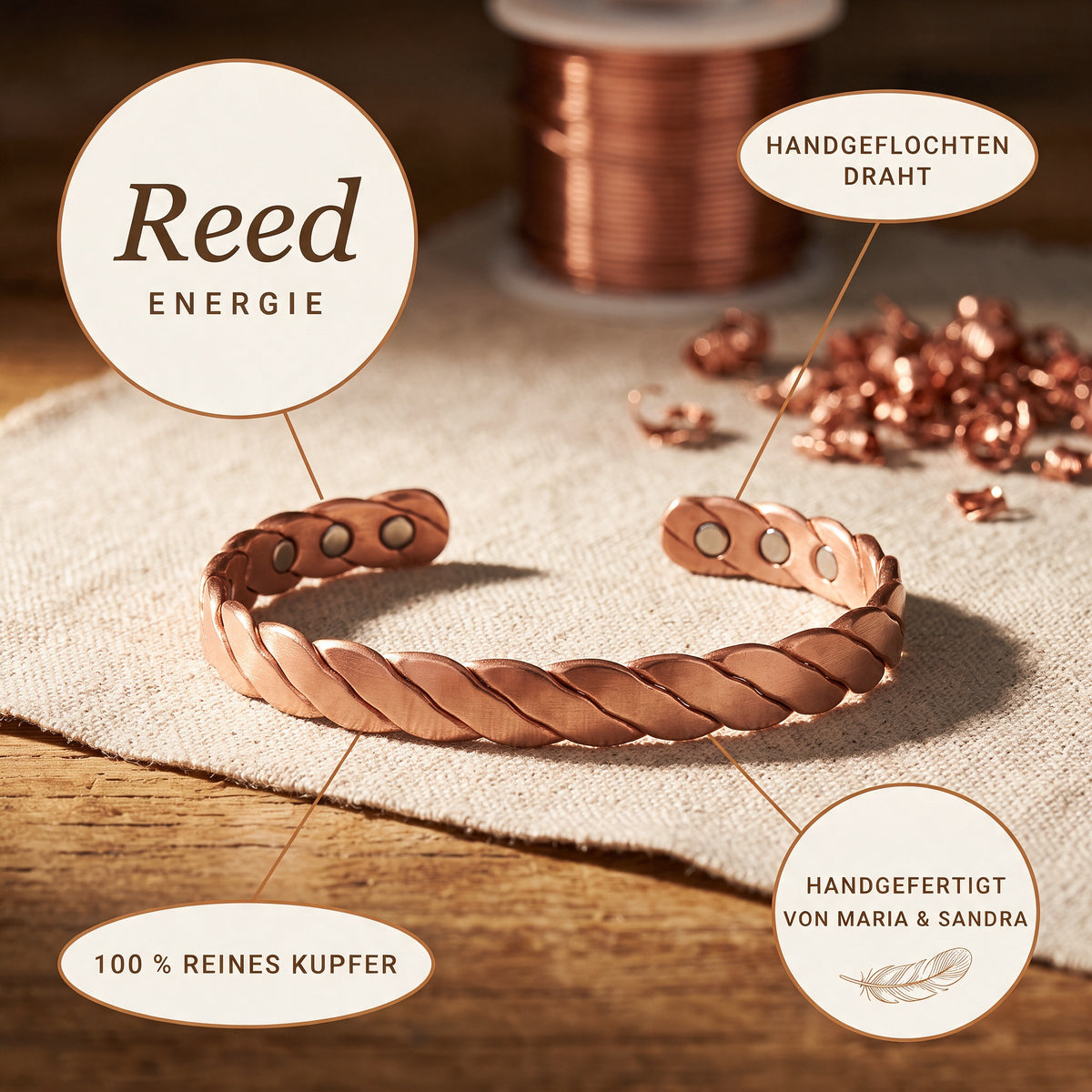 Reed-Kupferarmband von Maria & Sandra