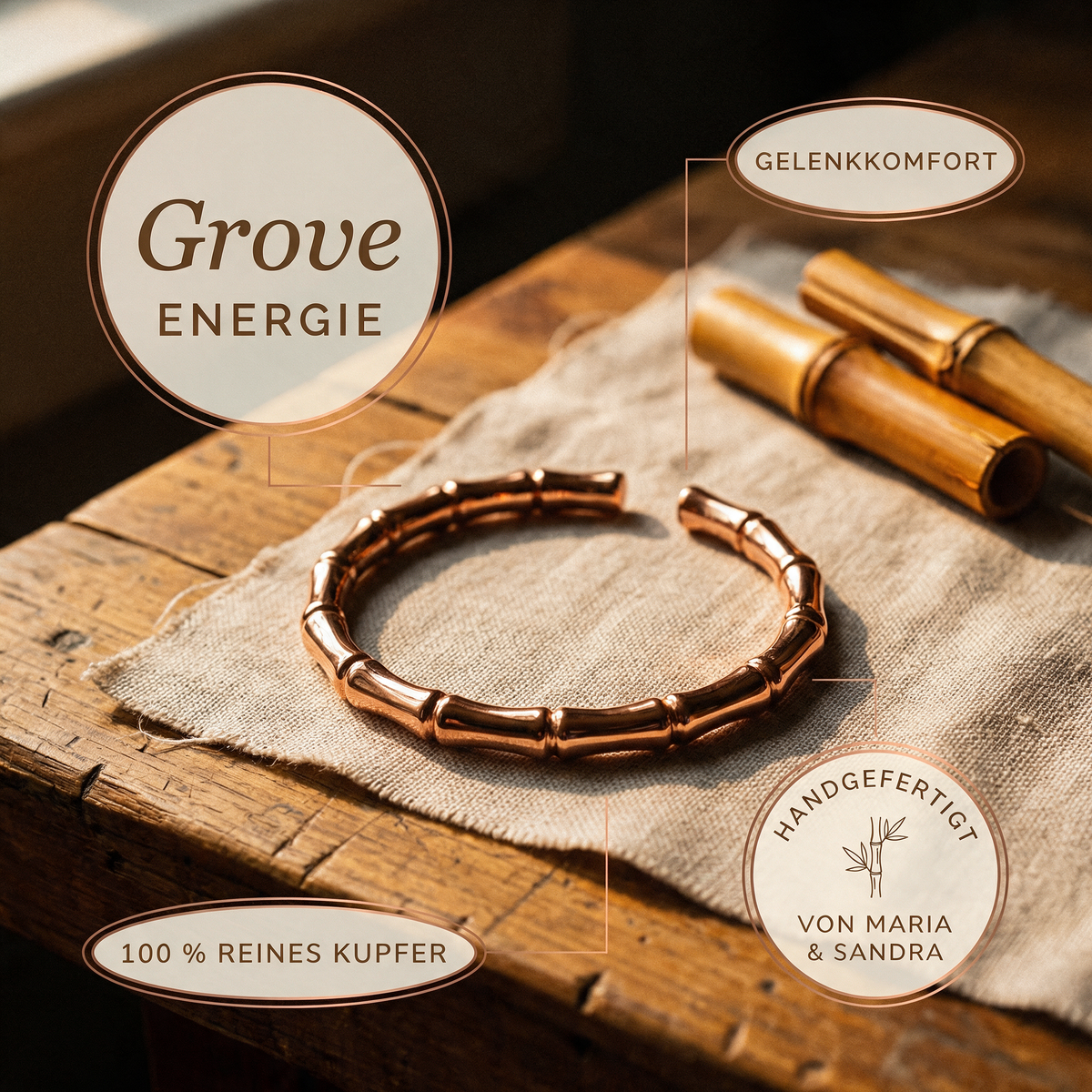 Grove-Kupferarmband von Maria & Sandra