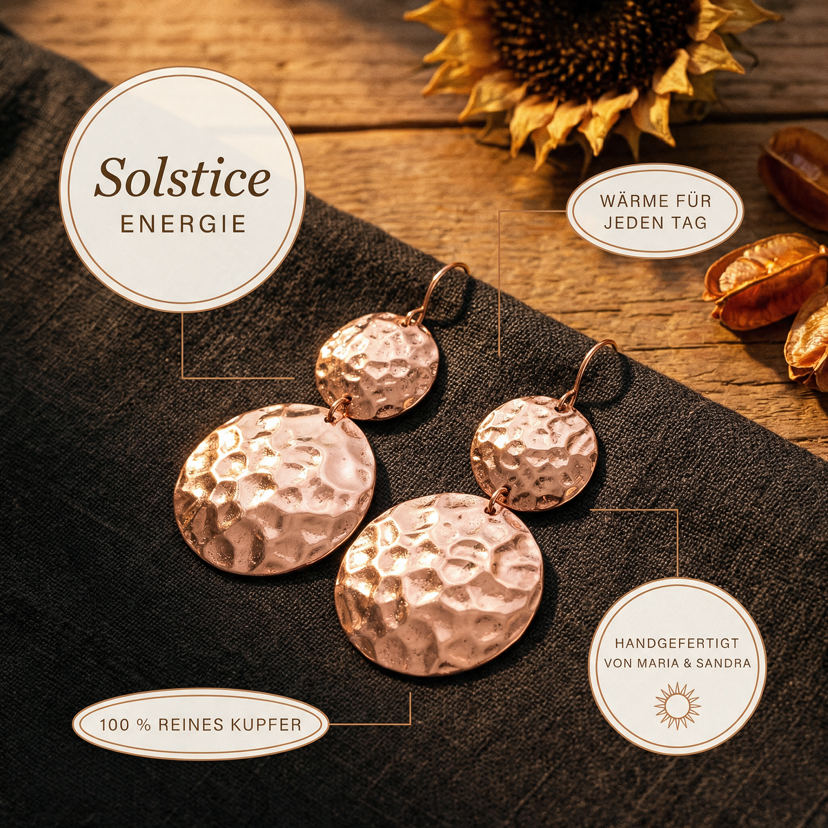 Solstice-Kupferohrringe von Maria & Sandra
