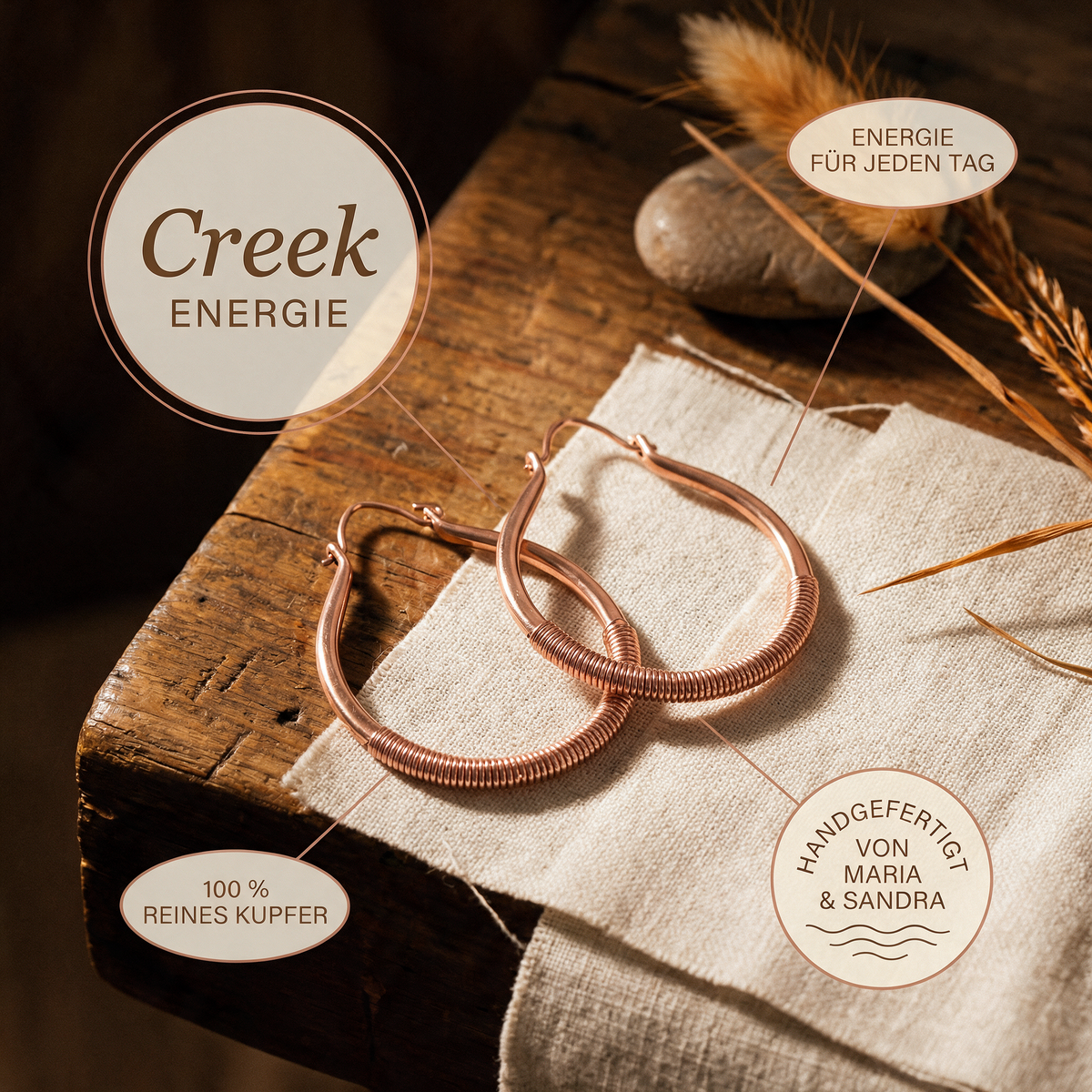 Creek-Kupferohrringe von Maria & Sandra