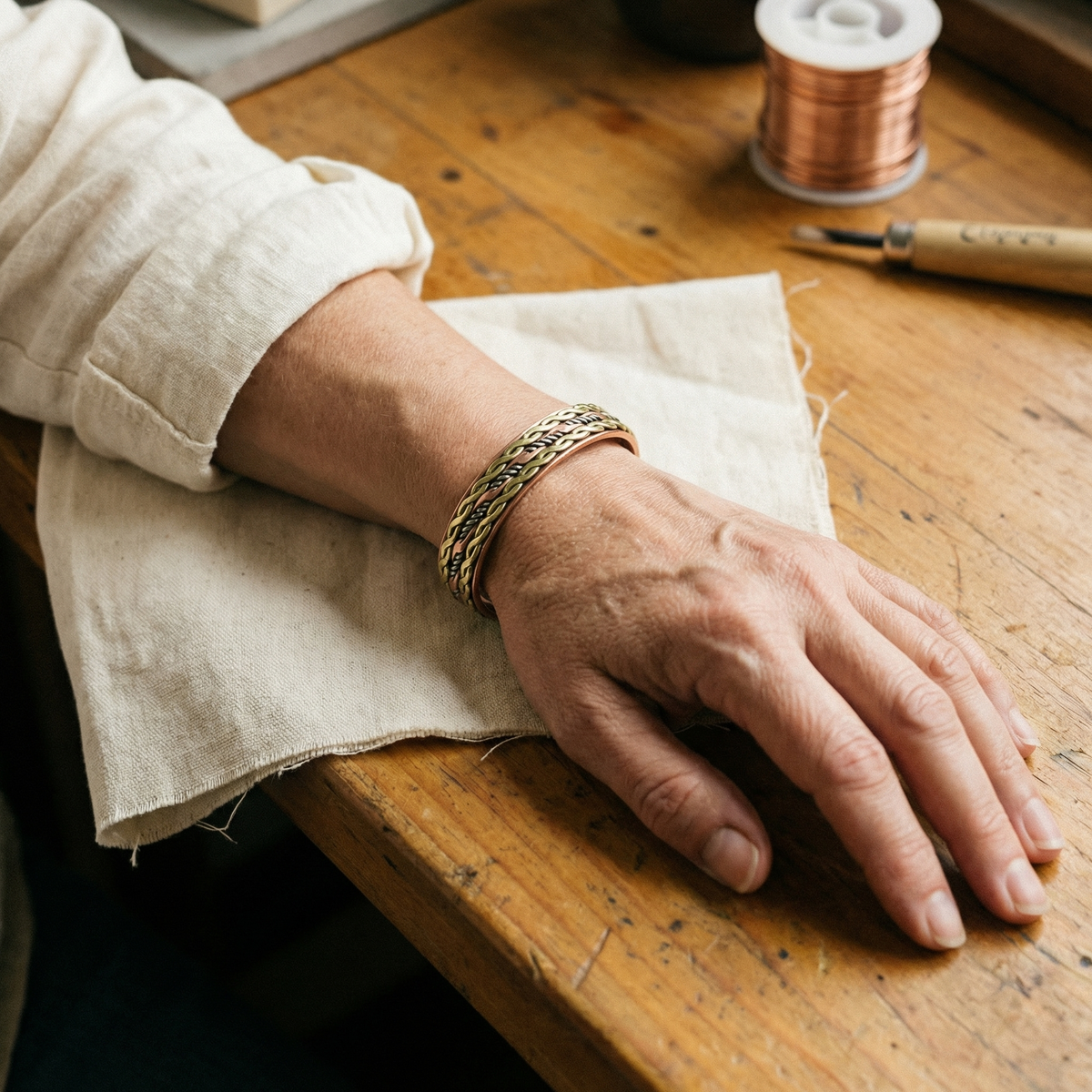 Weave-Kupferarmband von Maria & Sandra