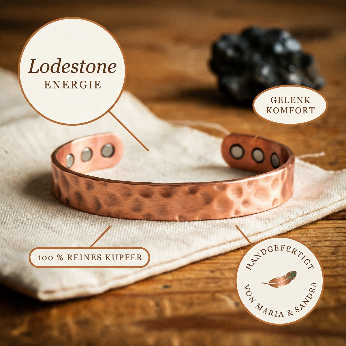 Lodestone-Kupferarmband von Maria & Sandra