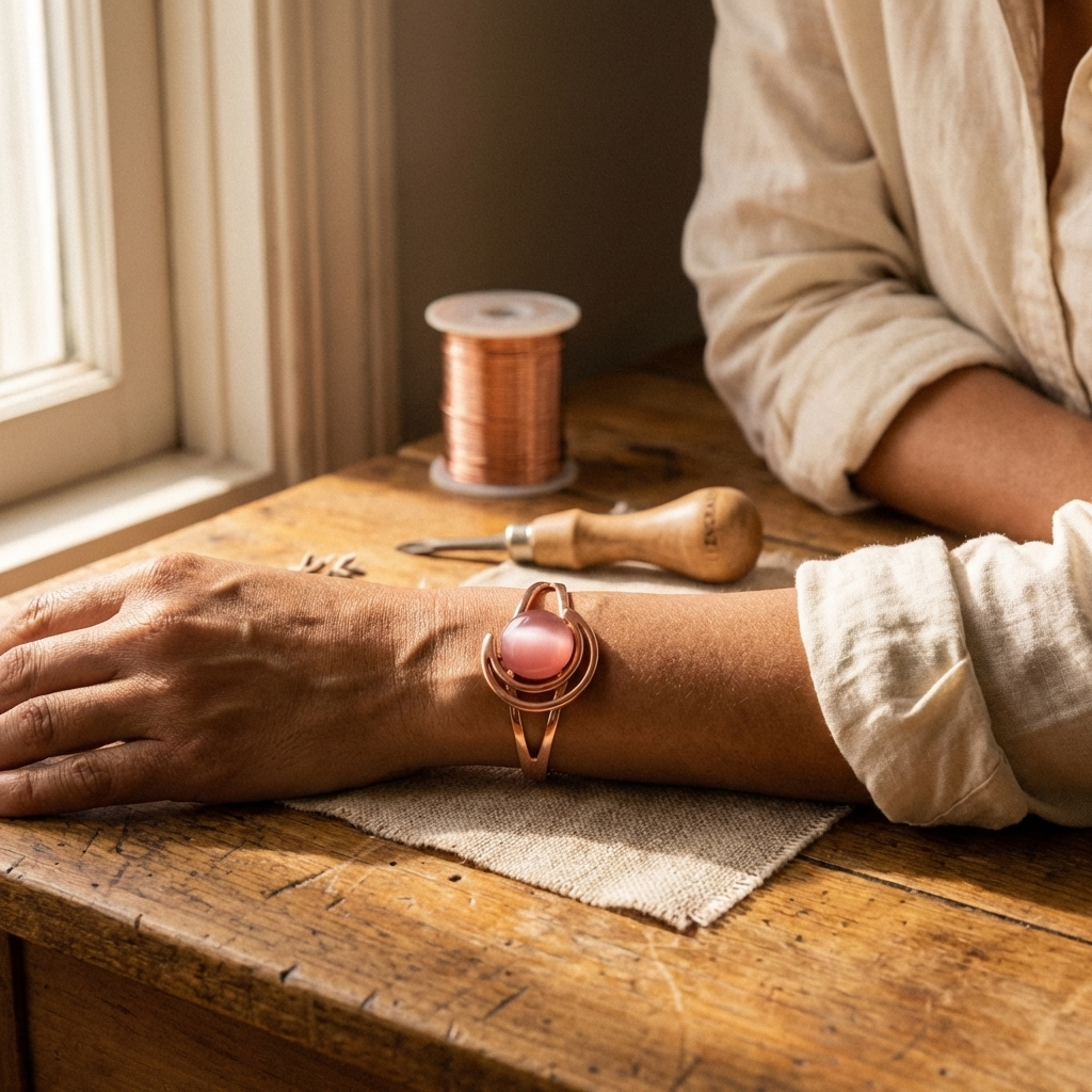 Sphere-Kupferarmband Pink von Maria & Sandra