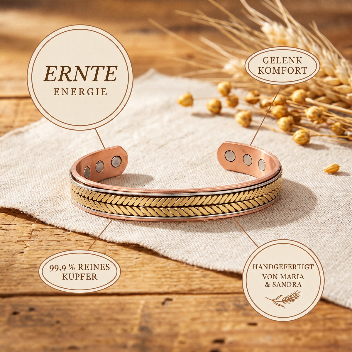 Harvest-Kupferarmband von Maria & Sandra