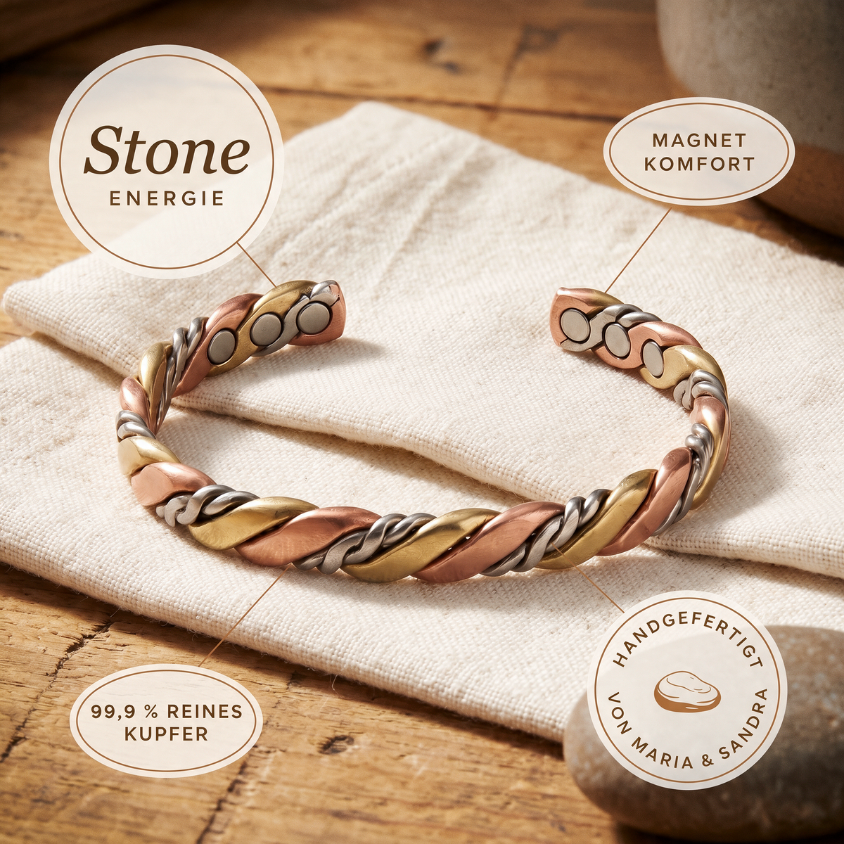 Stone-Kupferarmband von Maria & Sandra