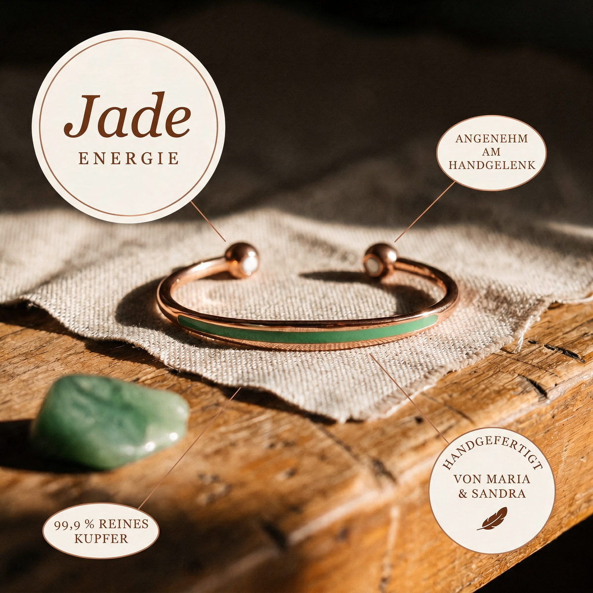 Jade-Kupferarmband von Maria & Sandra