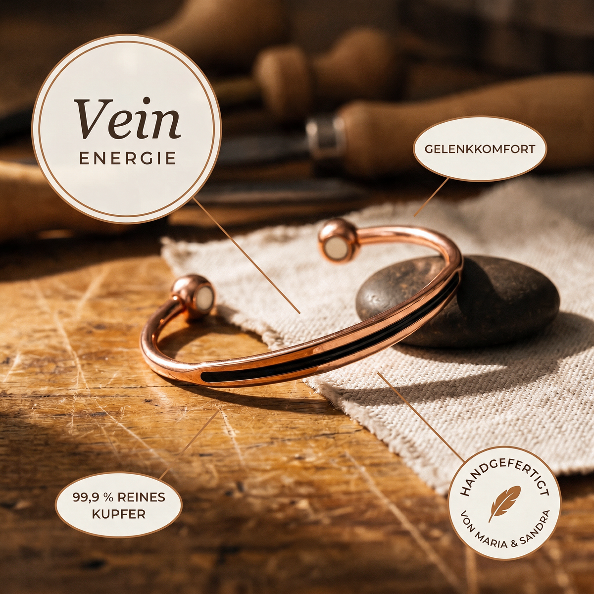 Vein-Kupferarmband von Maria & Sandra