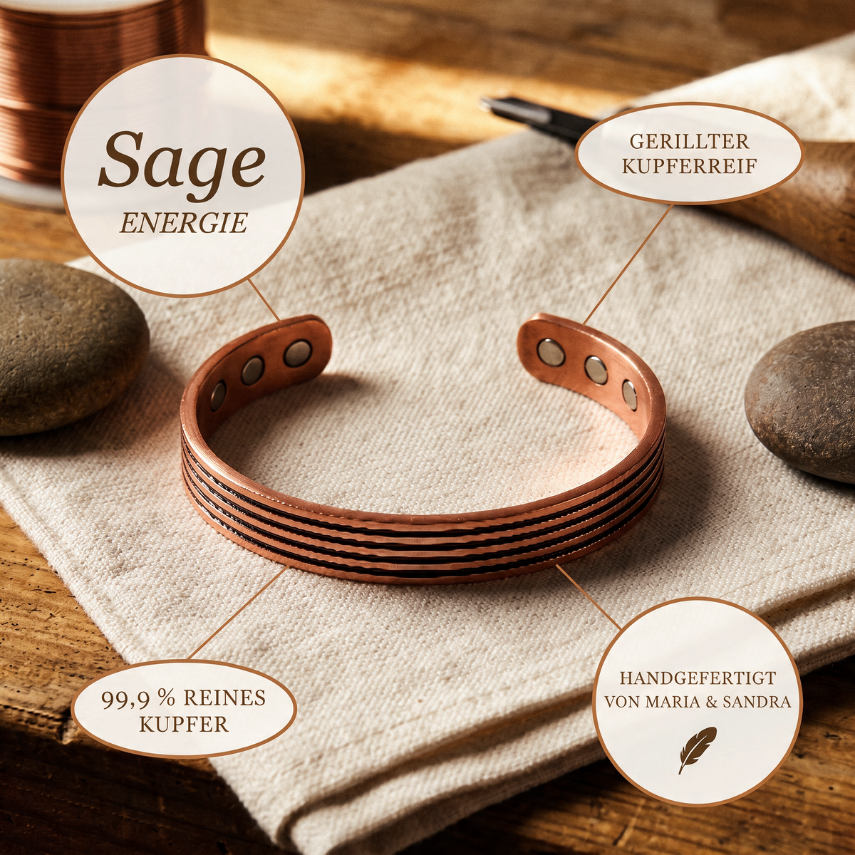 Sage-Kupferarmband von Maria & Sandra