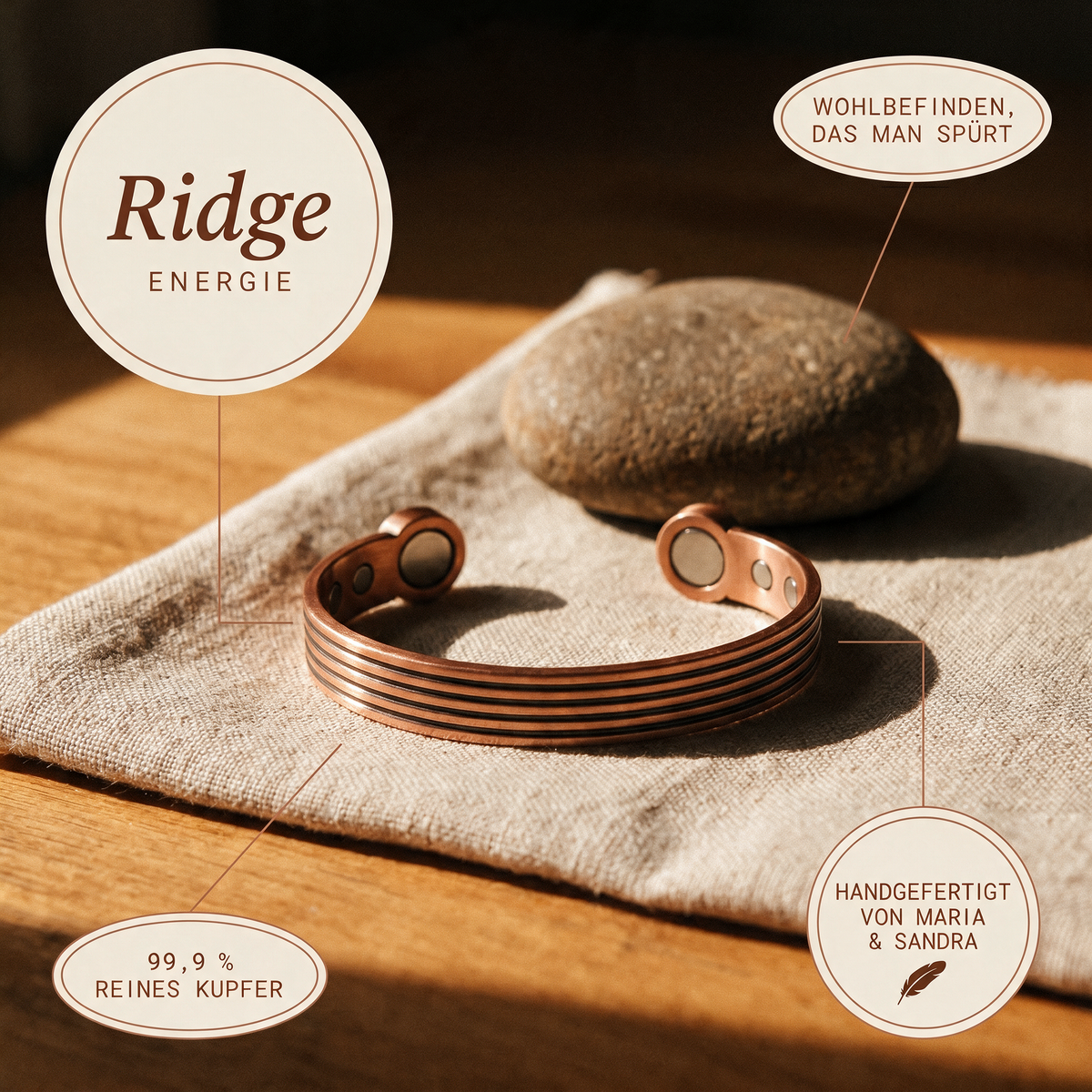 Ridge-Kupferarmband von Maria & Sandra