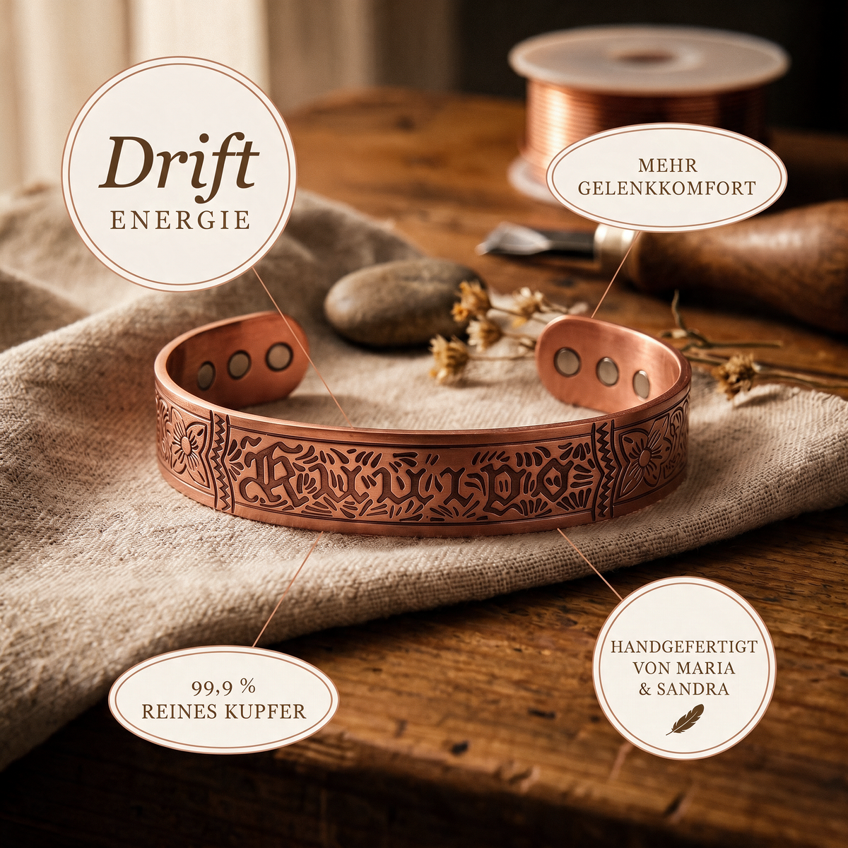 Drift-Kupferarmband von Maria & Sandra