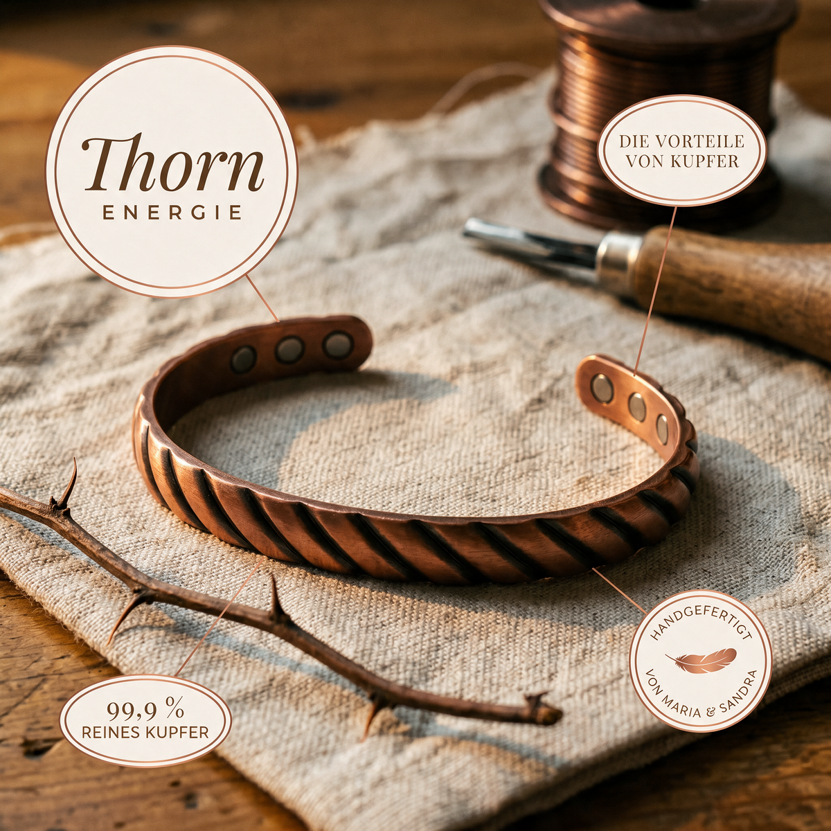 Thorn-Kupferarmband von Maria & Sandra