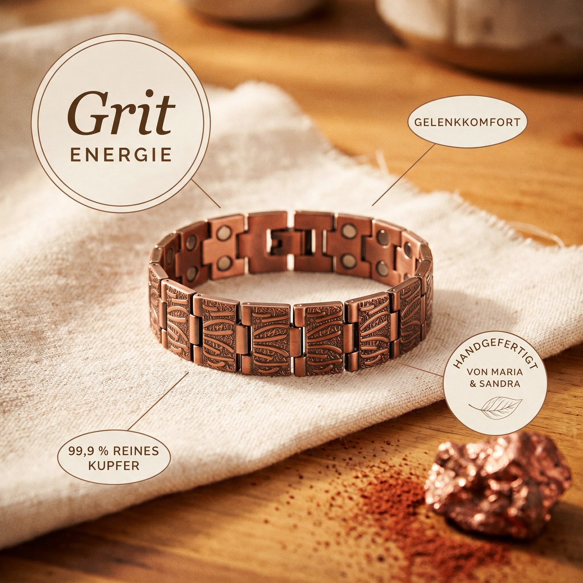 Grit-Herren-Kupferarmband von Maria & Sandra