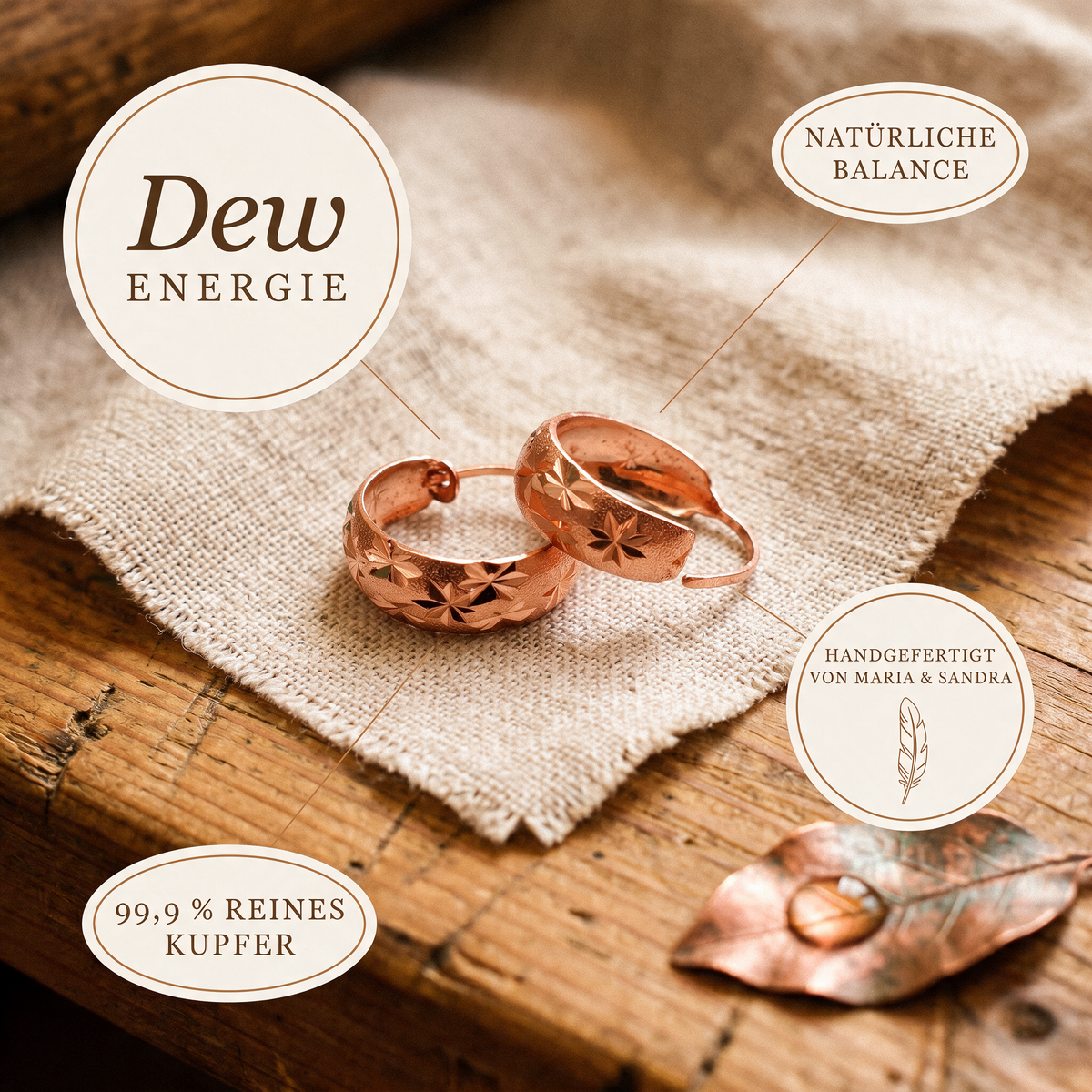 Dew-Kupferohrringe von Maria & Sandra