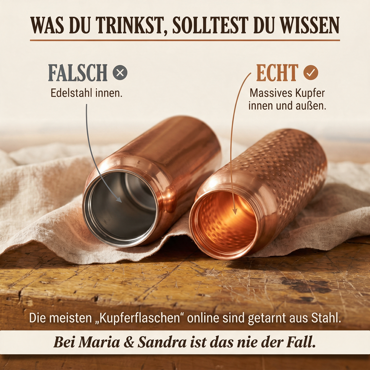 Reine Kupfer-Trinkflasche von Maria & Sandra