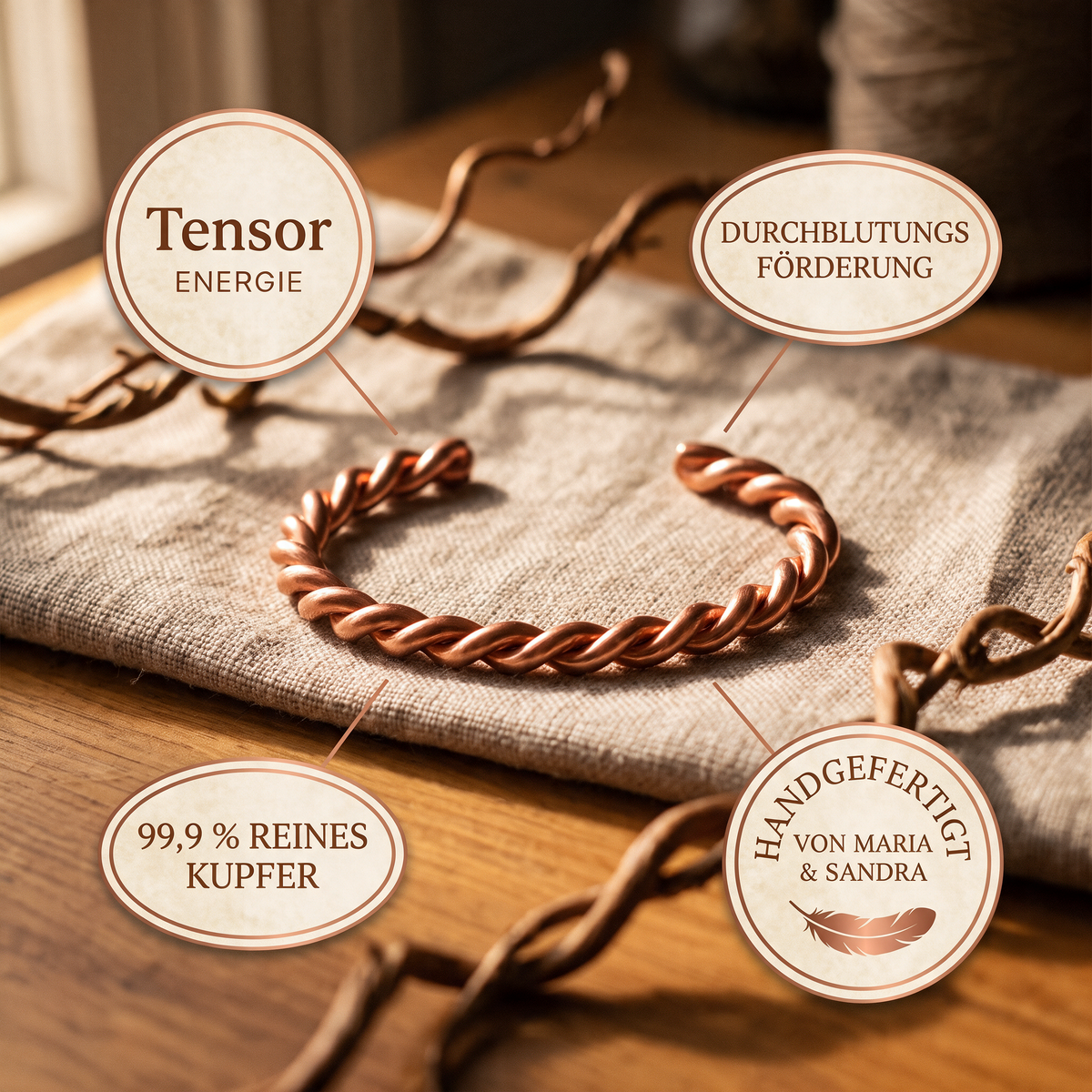 Tensor-Kupferarmband von Maria & Sandra