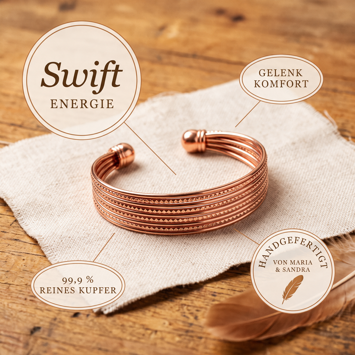 Swift-Kupferarmband von Maria & Sandra