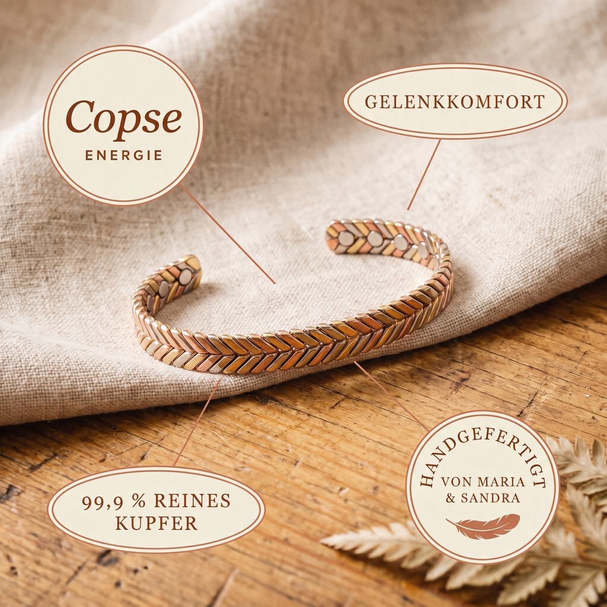 Copse-Kupferarmband von Maria & Sandra