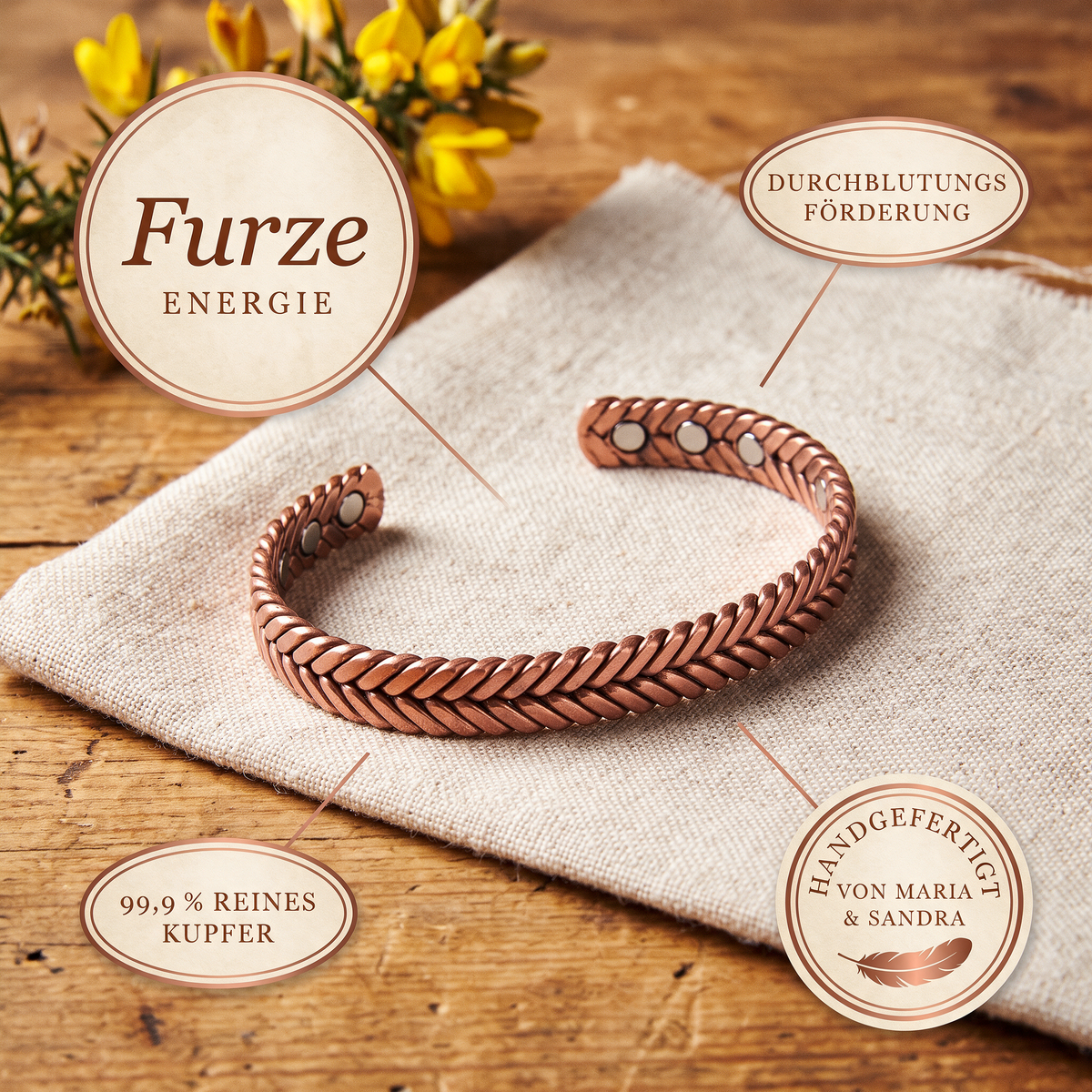 Furze-Kupferarmband von Maria & Sandra