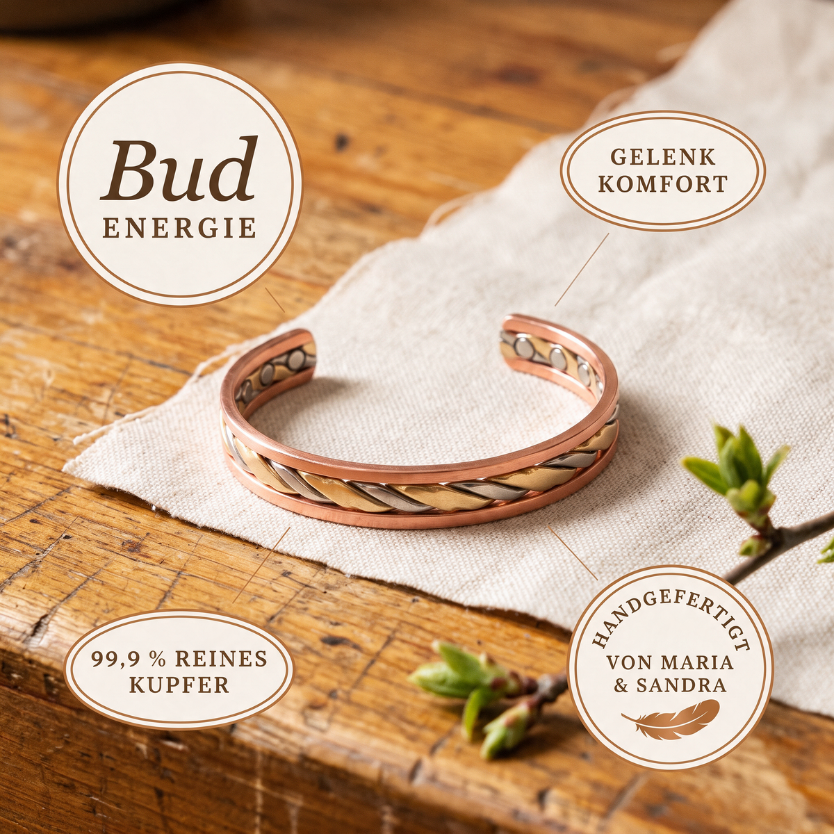 Bud-Kupferarmband von Maria & Sandra