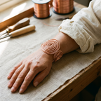 Spiral-Kupferarmband am Handgelenk