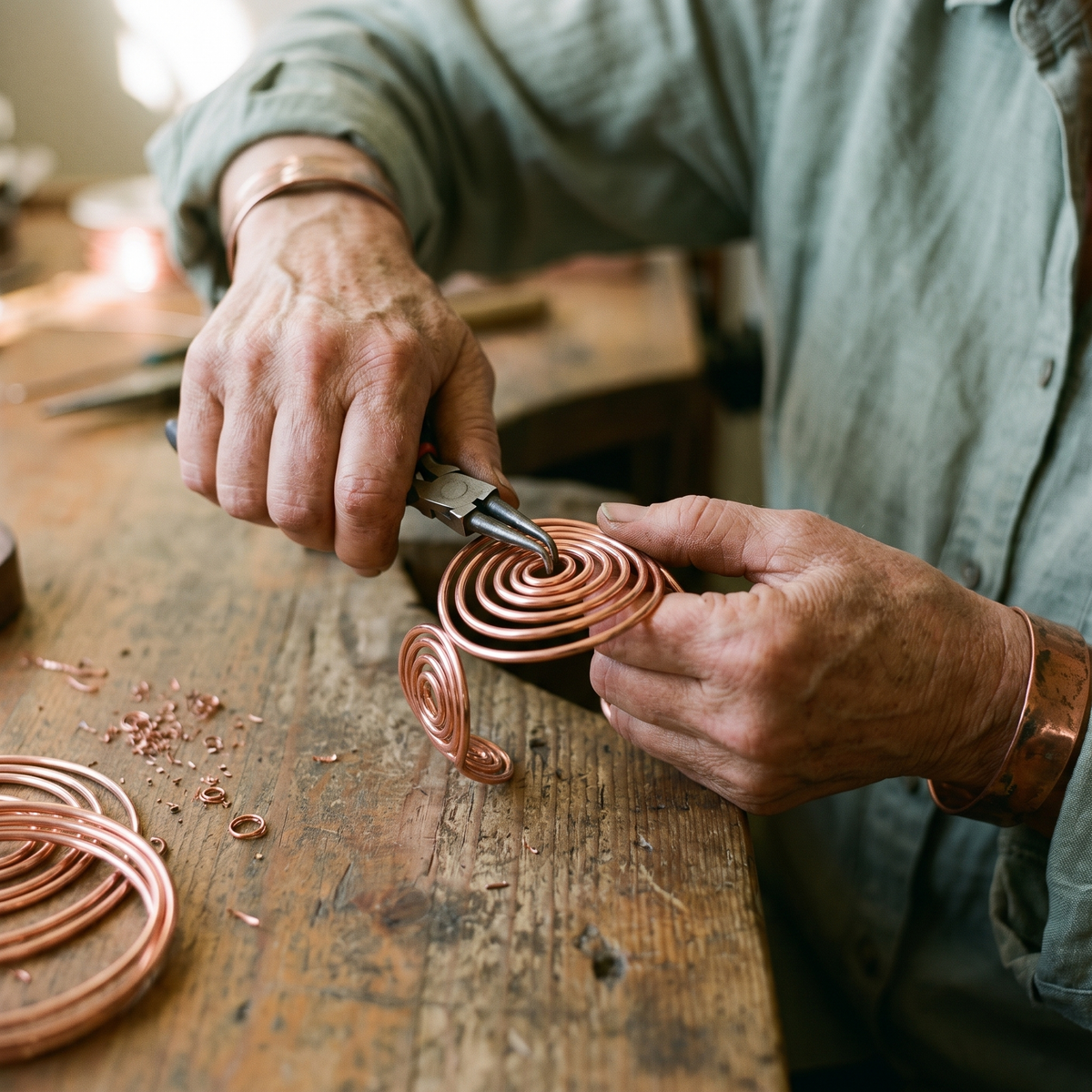Das Spiralarmband wird von Hand geformt